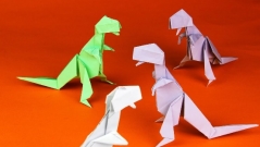 Як зробити динозавра (тиранозавра) з паперу своїми руками. [Орігамі вимерлі  тварини]